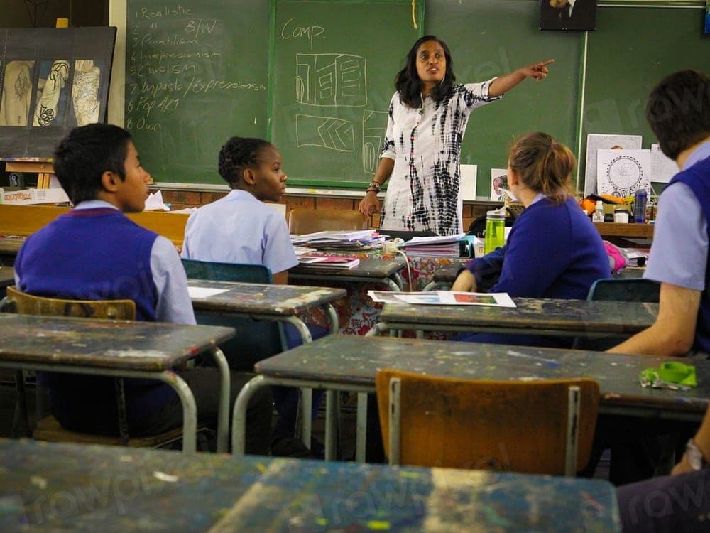 A teacher presenting to a classroom of students