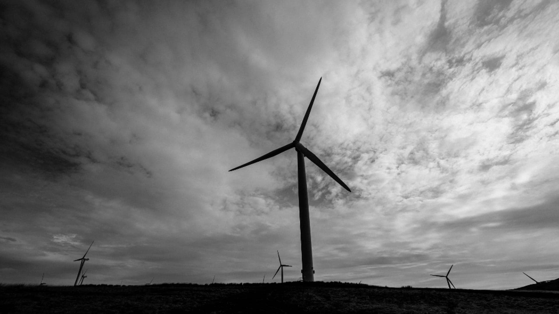 Wind turbines on open land